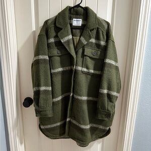Old Navy Forest Green Jacket with White Stripes